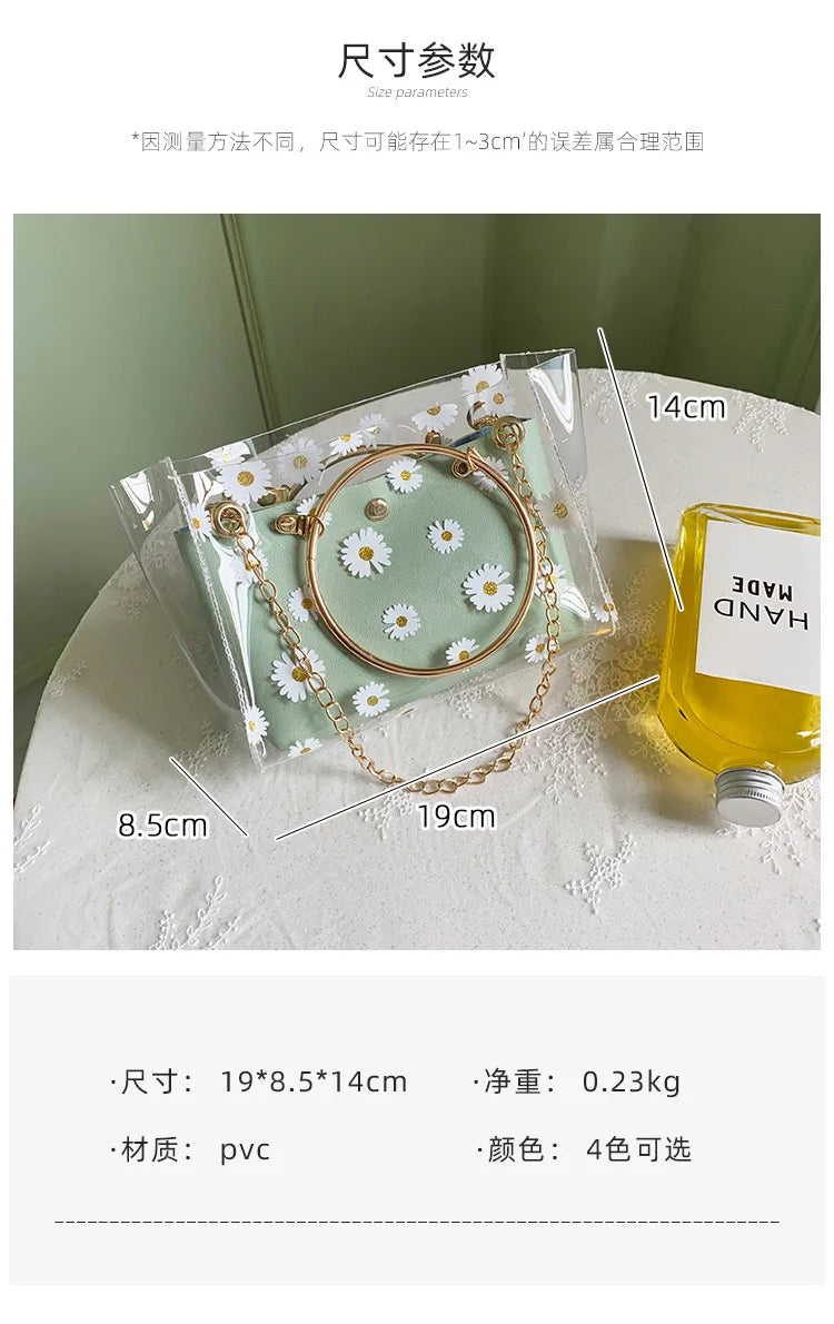 Fashion Crossbody Bags for Women Summer and Autumn New Daisy Print Pattern Jelly Women Bags One Shoulder Portable Female Handbag