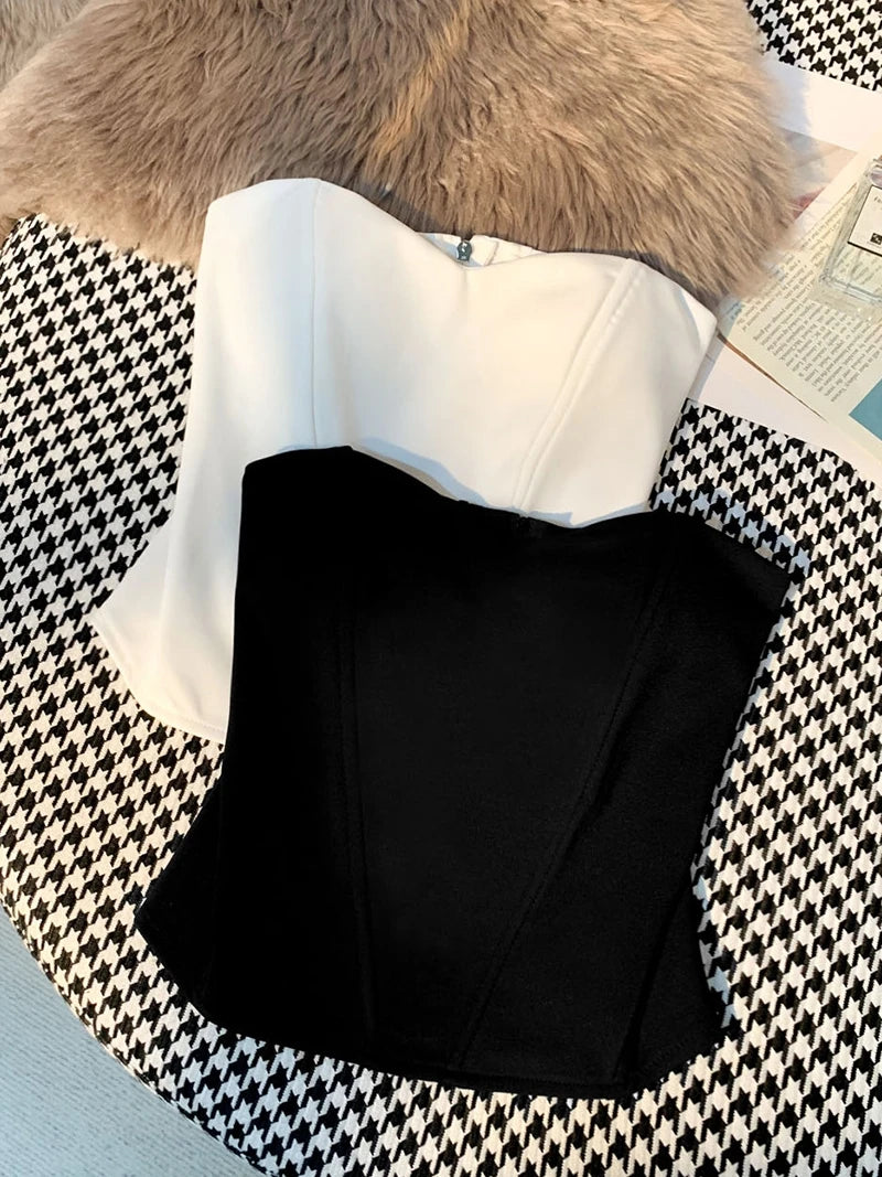 Tanks Tops Women Off-shoulder Outerwear Tube-top Sexy Spicy Girls Summer European Style Streetwear Slim Defined Waist Popular