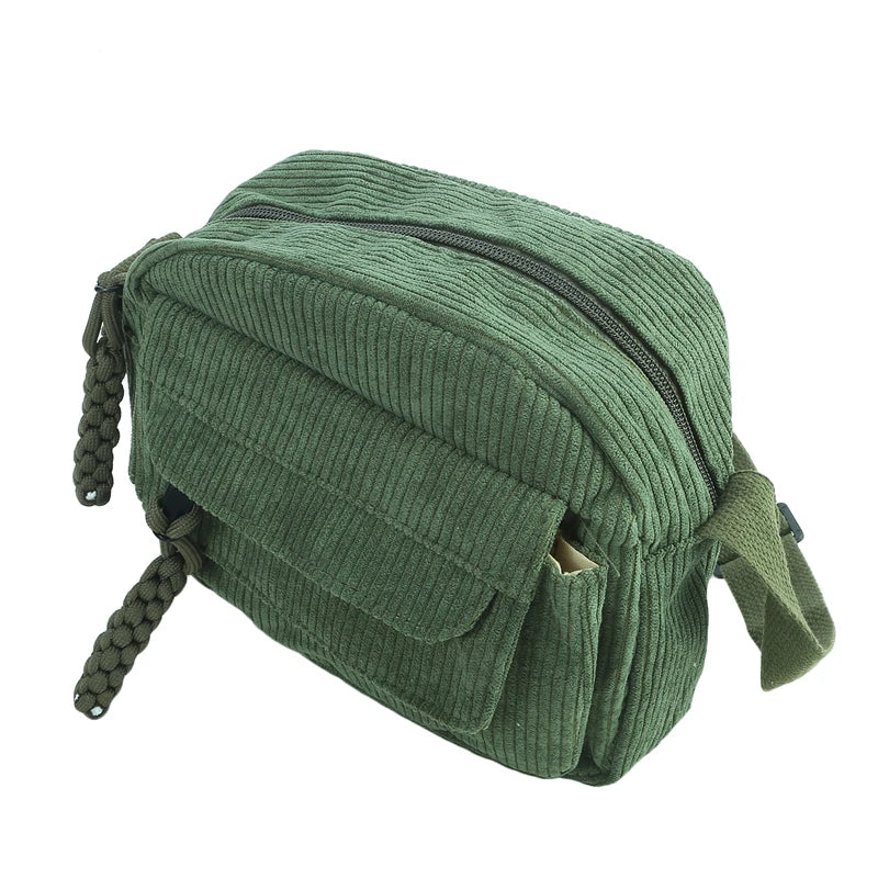 Simple Versatile Crossbody Bag Fashionable Casual Small Square Bag Personalized Commuting Shoulder Bag Corduroy Unisex Trend