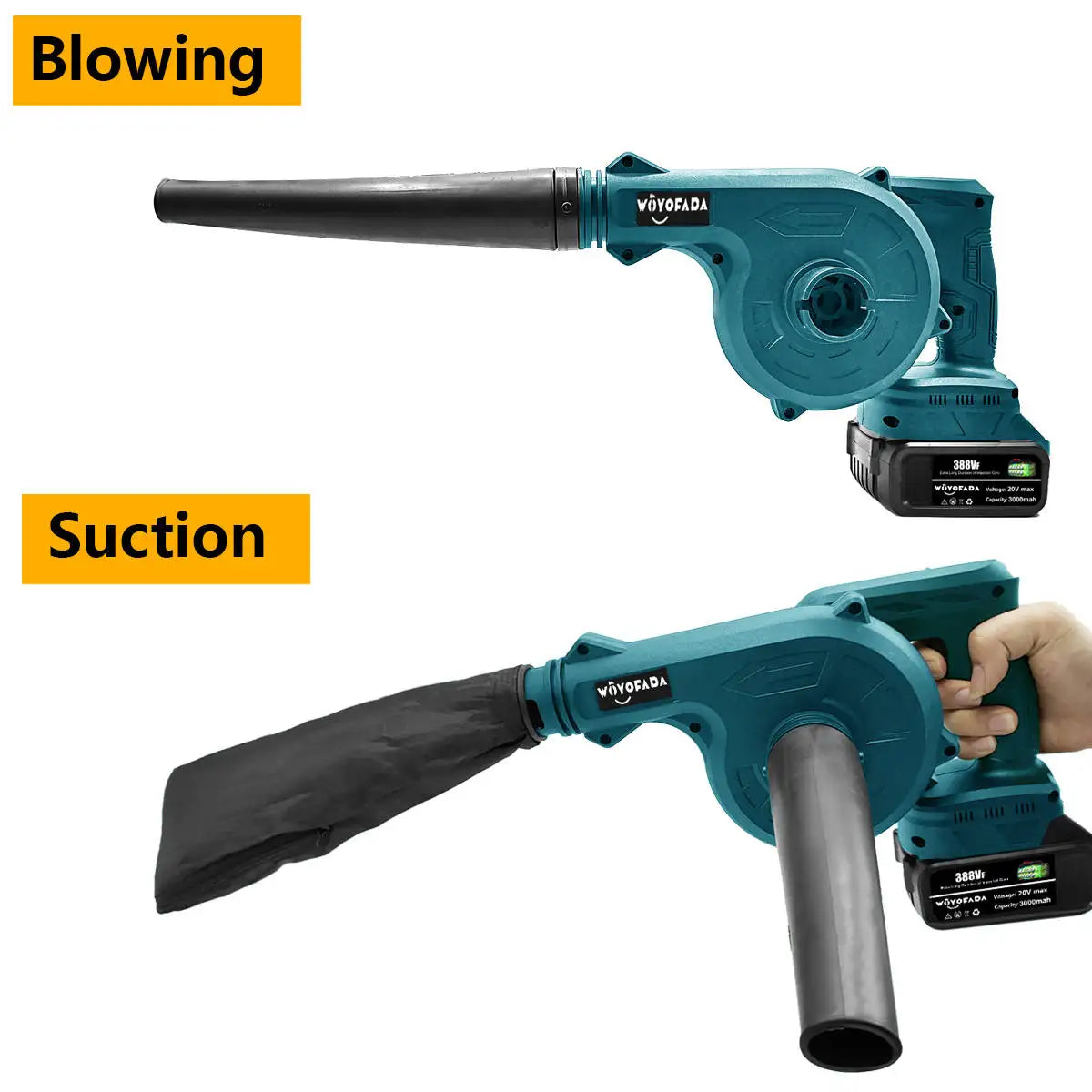 WOYOFADA 2in1 Akku Laubbläser - 18V Makita Kompatibel