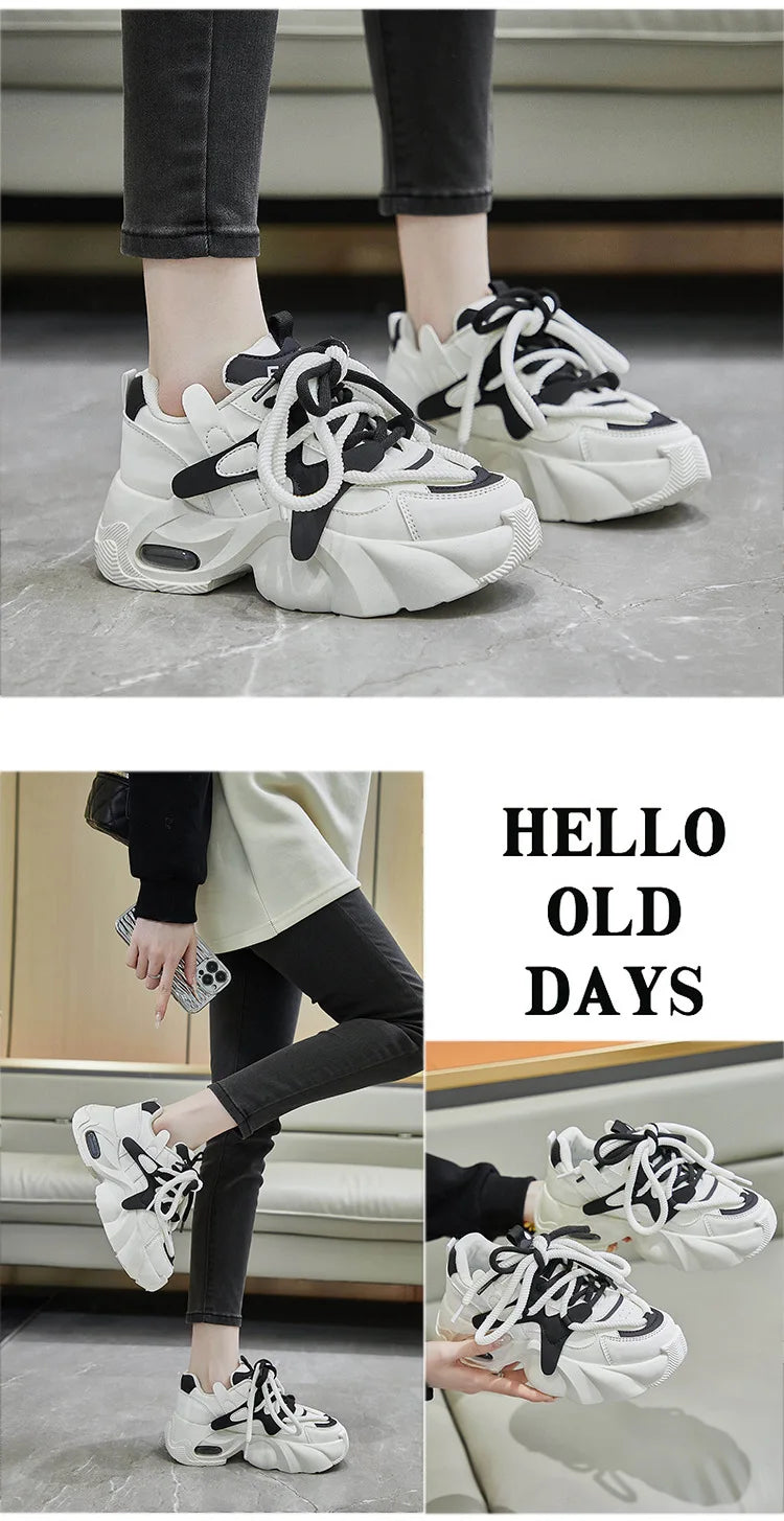 Shijunyi Dicke Sneaker Atmungsaktiv - Plateau 3cm Schnürung