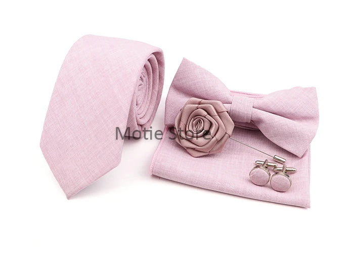Neues Design 27-farbiger Männer-Accessories-Set: Klassische Baumwoll-Taschentuch, Manschettenknöpfe, Fliege für Hochzeit, Party, Geschenke