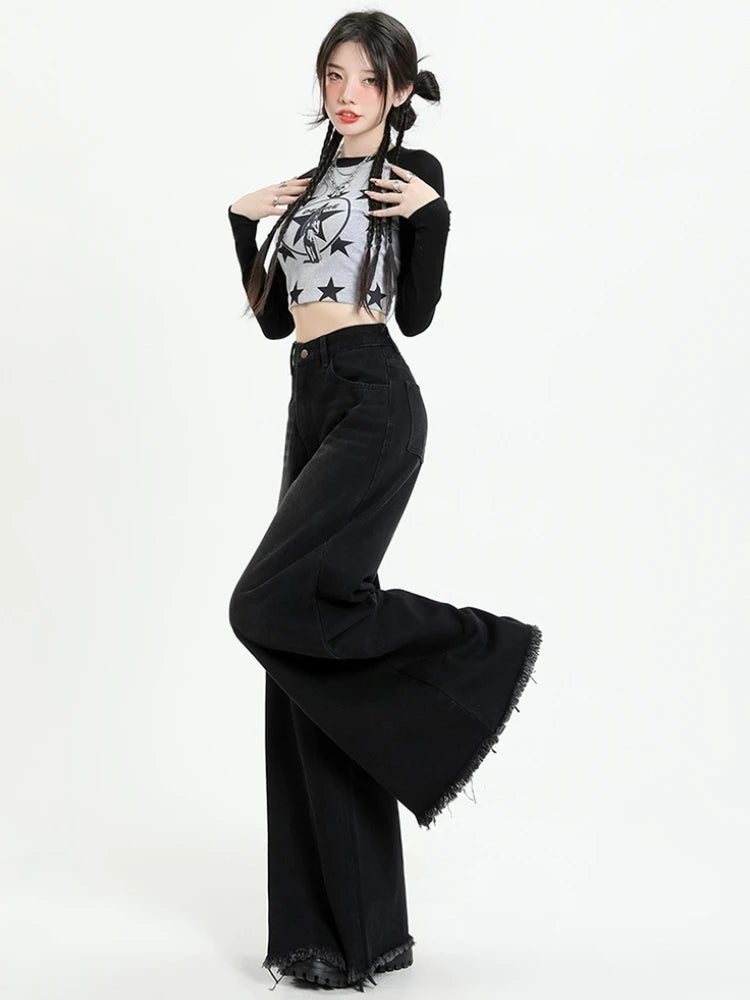 Jeans Women Leisure Streetwear Wide Leg Classic All-match Simple Holiday Retro Design Loose Spring Daily Students Ulzzang Ins