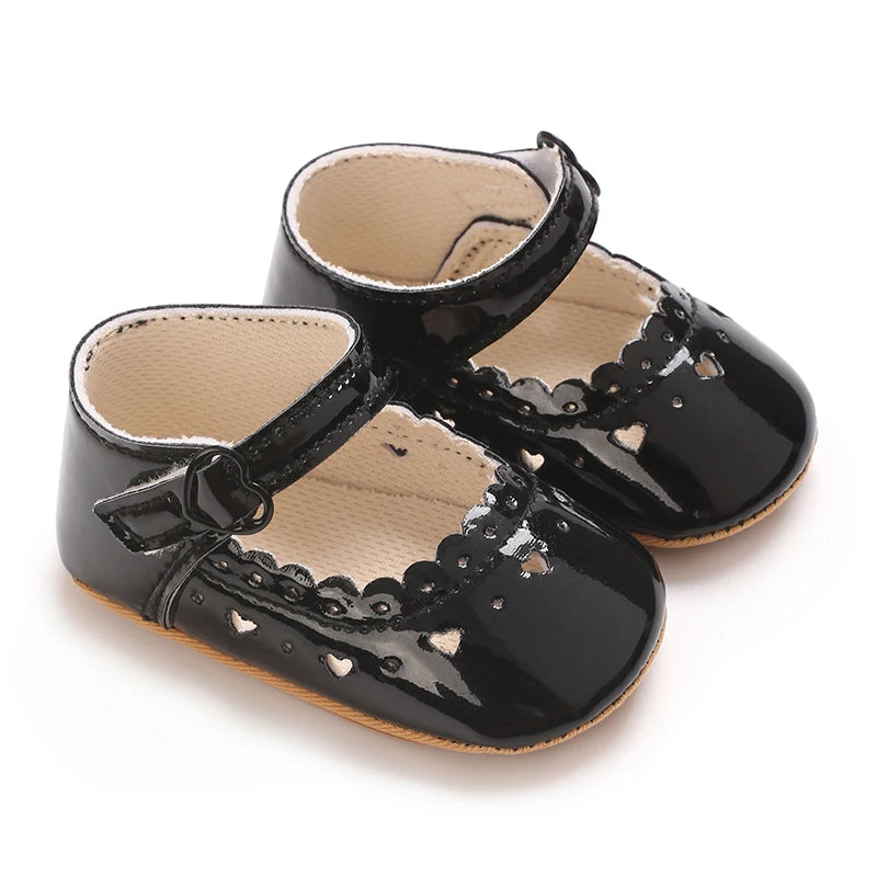 Einfarbige Baby Mädchen Mary Jane Schuhe 2025 - Weiche Gummisohle Anti-Rutsch - Frühling Herbst Prinzessin Schuhe 0-18M