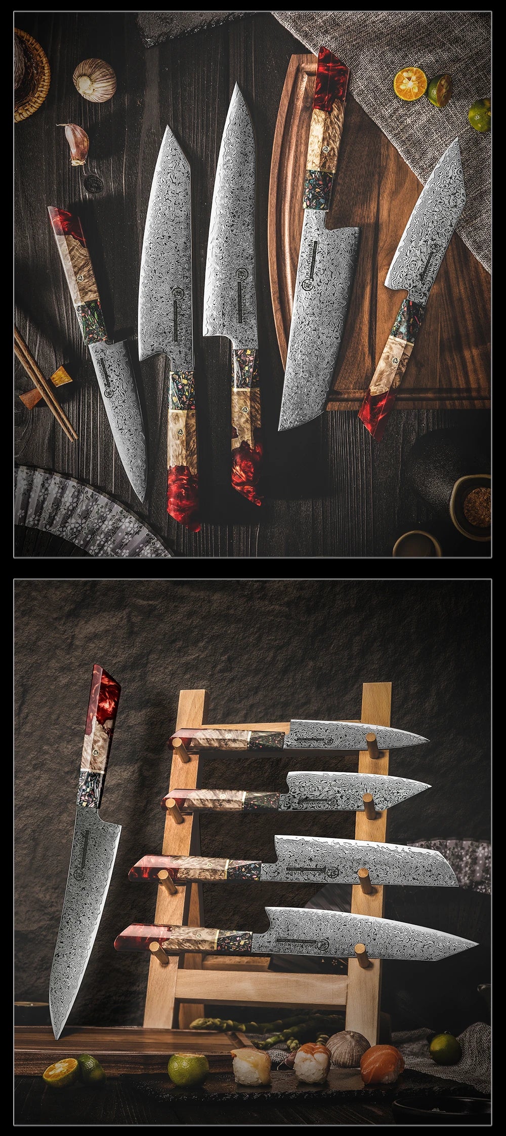 Grandsharp 1-5 Pcs Kitchen Knife Sets 67 Layers Japanese Damascus Knife AUS-10 Steel Chef Utility Knives Sashimi Slicing Cutlery