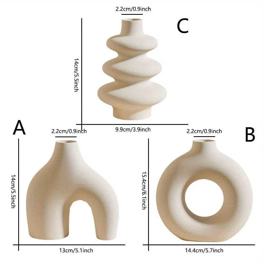 Choice Keramikvase 3er Set Geometrisch - 3 Stk Glasiert