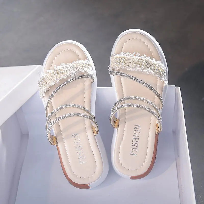 Perlen Damen Sandalen Platform Strass - Luxus Damen Schuhe Sommer Korea Designer - Die Besten 2025 Anti Rutsch Günstiger Preis