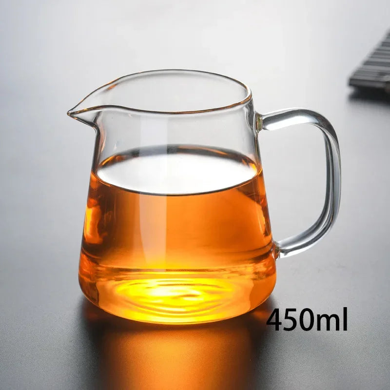 Heat-resisting clear glass tea pot fair cup cha hai,handmade kung fu tea cups teaset gongdao Points of tea ware with handle