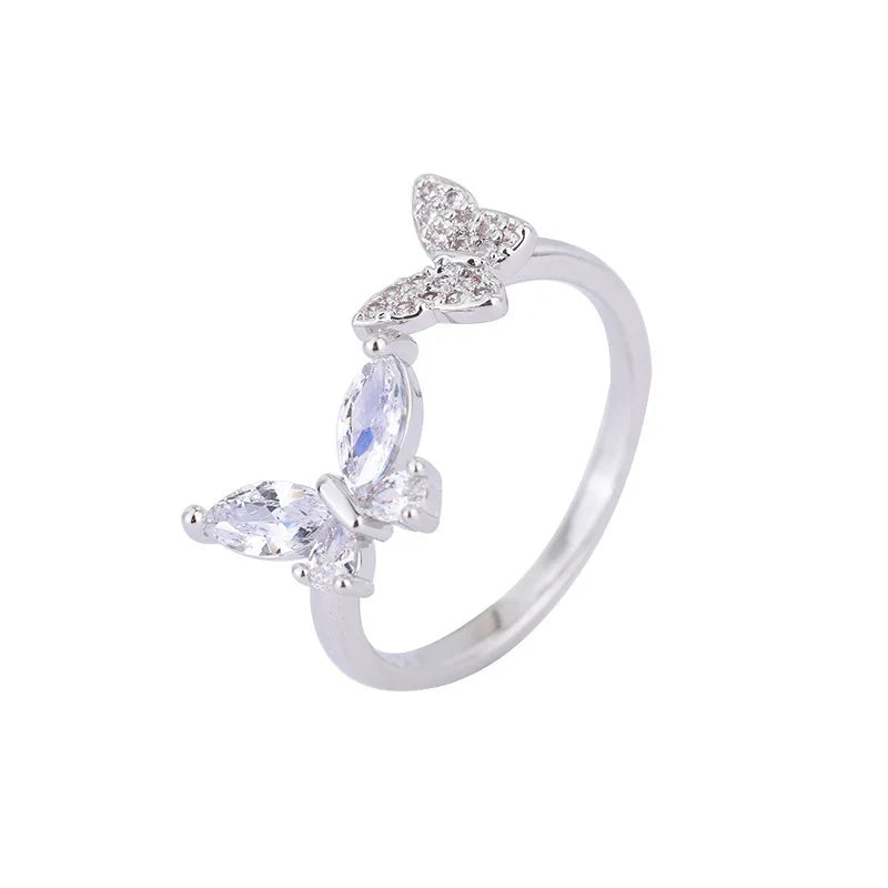 925 Silber Schmetterling Ring Offen - Zirkon 4 g Sterling