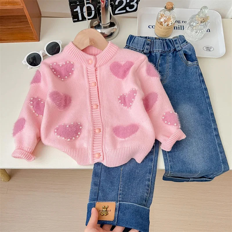 CN Zhejiang 2905 Koreanischer Stil Strickcardigan Für Mädchen - Größe 3-6J, Polyester, Regular Passform