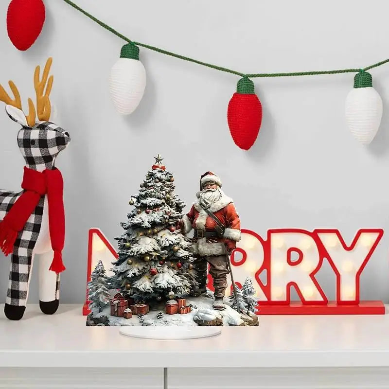 Santa Claus Tischdeko 2D Acryl Sockel - Größe 12 cm, Material Acryl