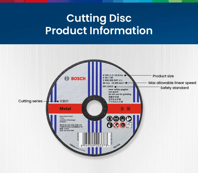 Bosch Metal Grinding Wheel Cutting Disc Classic Series Angle Grinder Accessories 100/125/150/180/230/305/355/400mm Cutting Wheel