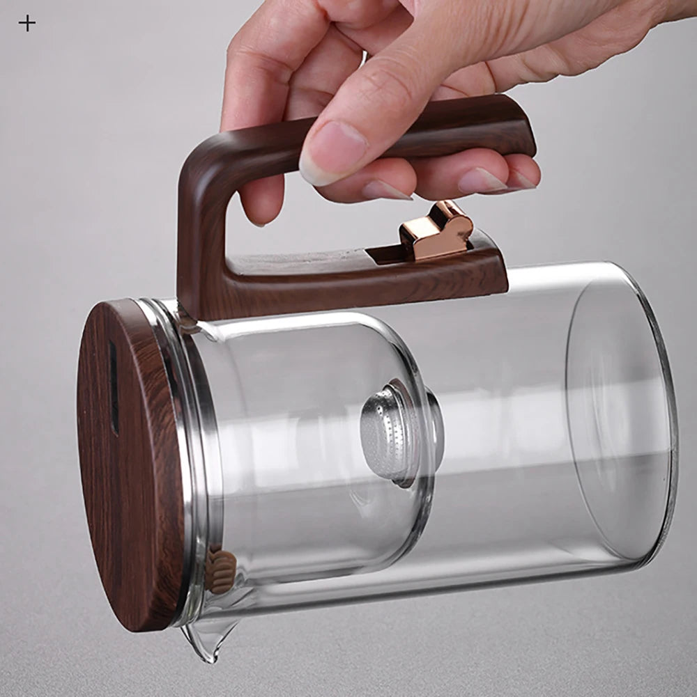Glass Tea Pot Kettle Infuser 520ML/720ML Teapot Water Separation Inner Magnet One Click Magnetic Switch Tea Filtration Cup Set