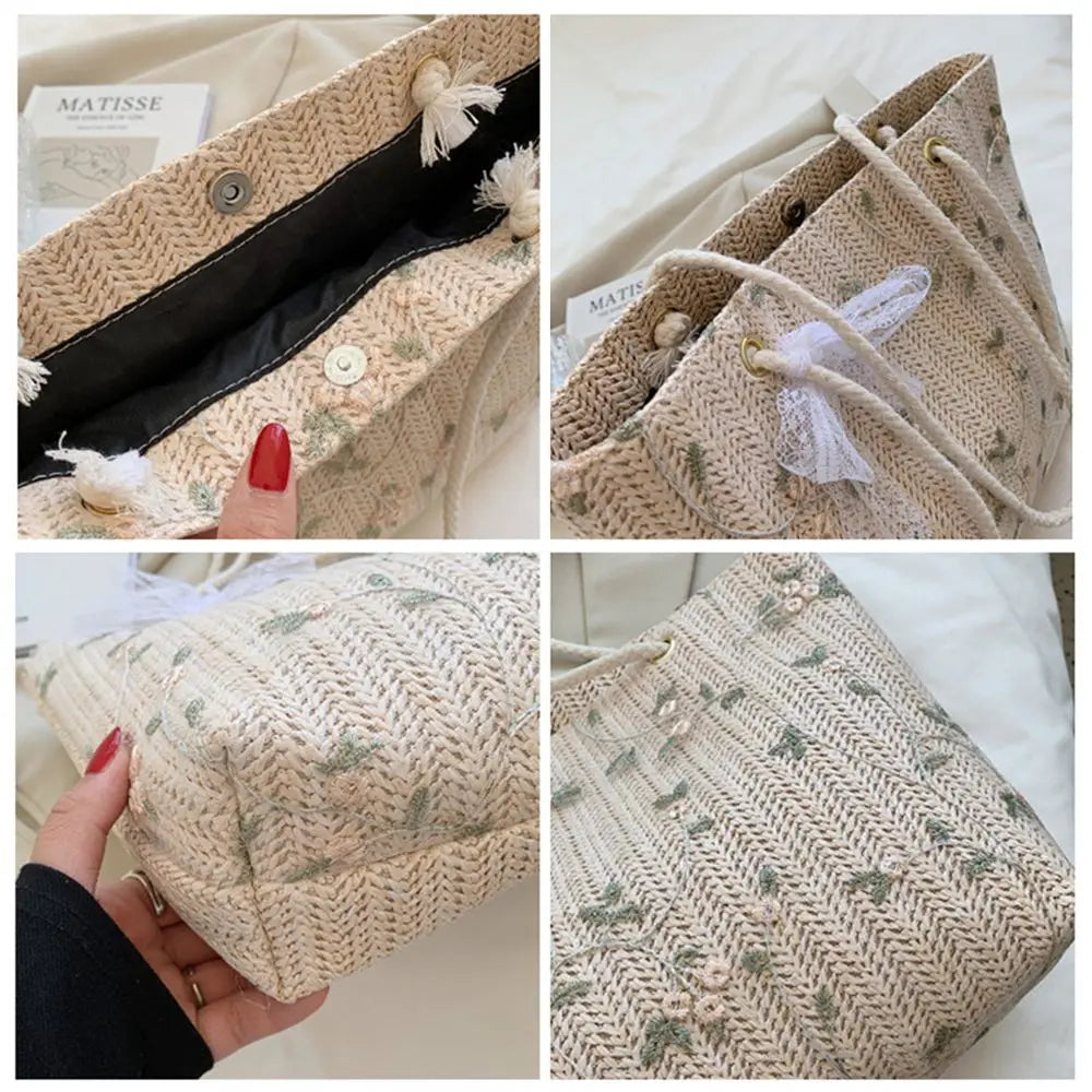 Beach Woven Large Capacity Tote Shoulder Bag Handbags Straw Bags