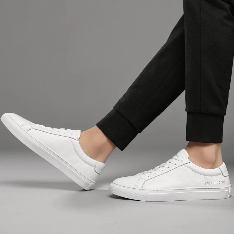 Mens Sneakers Genuine Leather Casual Outdoor Shoes Non-Slip Breathable Luxury Brand Footwear Top Quality Handmade White Shoe Men