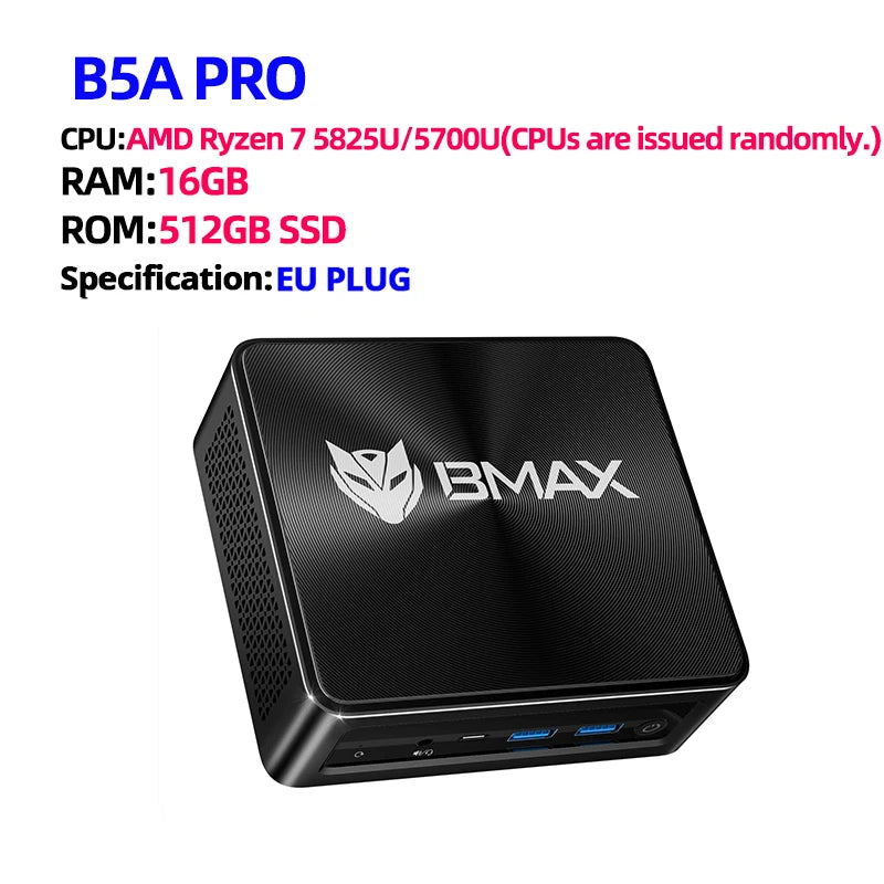 BMAX B5A PRO Ryzen 7 - 512GB NVMe, 16GB DDR4, Mini PC