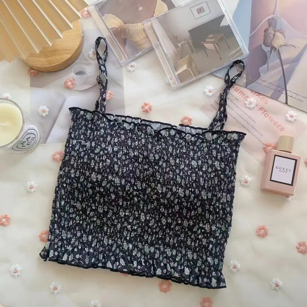 Maiou de damă 2025 - Camizolă din dantelă cu imprimeu floral și absorbante integrate pentru sutien