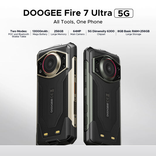 DOOGEE Fire 7 Ultra 5G Robustes Smartphone - 13000 mAh, 33 W, 6,6 Zoll