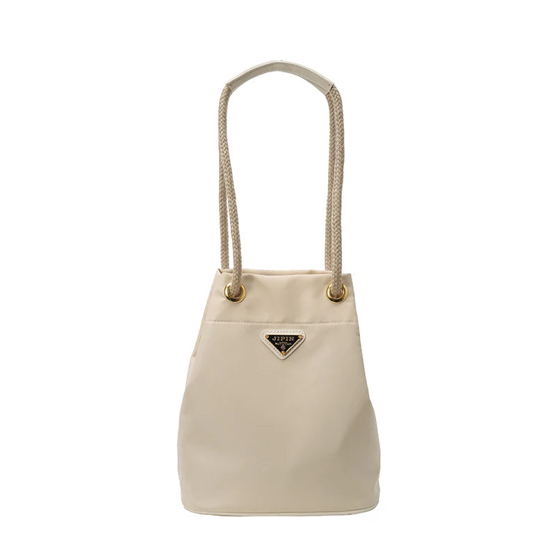 Simple Casual Versatile Women's Solid Color Nylon Cloth Single Shoulder Crossbody Bag Fashion Commuting Storage Bucket Bags