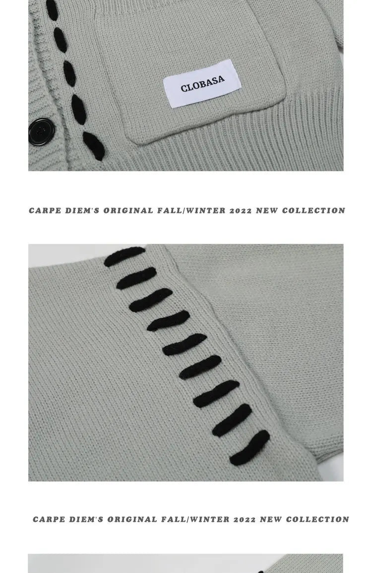 HANGJIACN Strickjacke Oversized Patchwork - Größe Oversized, Material Acryl, Patchwork Muster