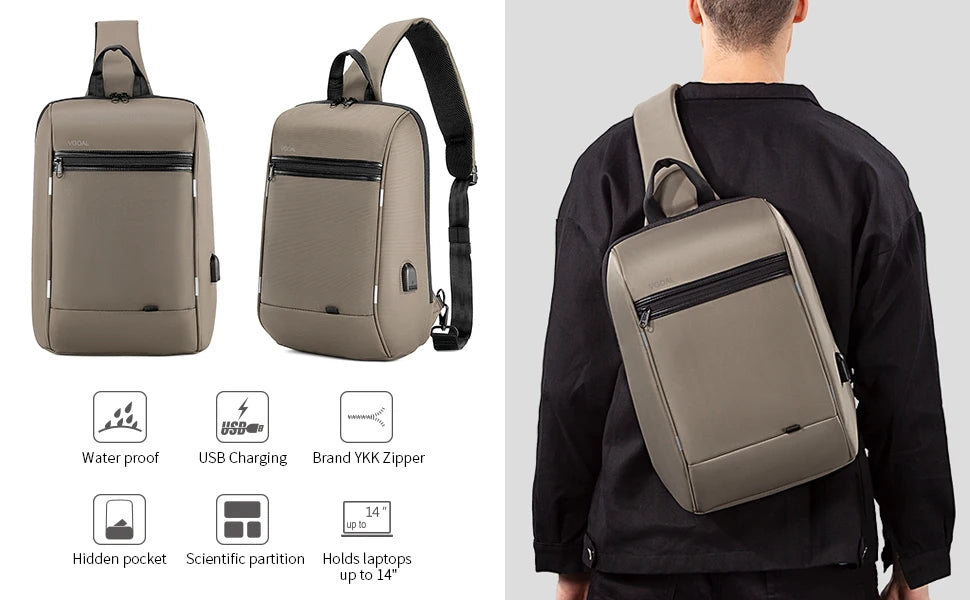 Laptop-Tasche 2025 - 13.3-14 Zoll Crossbody Messenger Rucksack Schule Studium