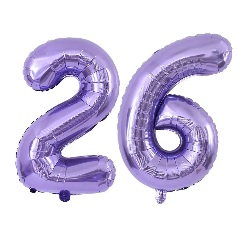 Purple Number Balloons 32 Inch Foil Balloon Adult Kids Birthday Anniversary Decoration Party Gold 0 1 2 3 4 5 6 7 8 9 Balloon