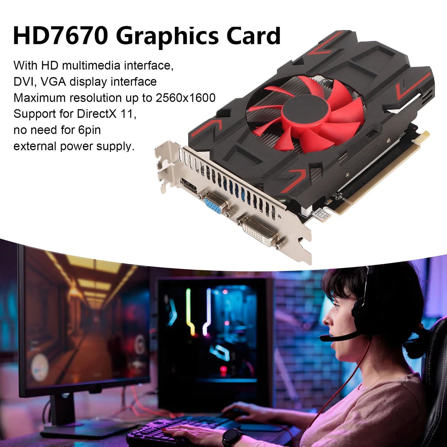 VBESTLIFEN HD7670 Leise Grafikkarte - 4GB DDR5, 128-Bit