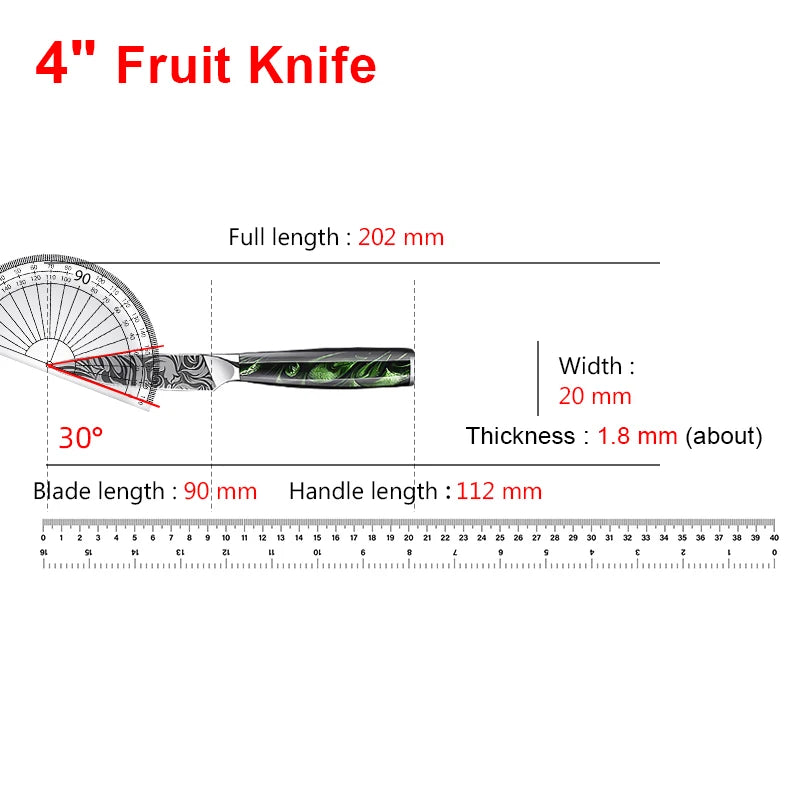 Super Sharp Damascus Pattern Kitchen Knife Set High Quality Chef Santoku Boning Paring Knife Series Green Resin Handle Nice Gift