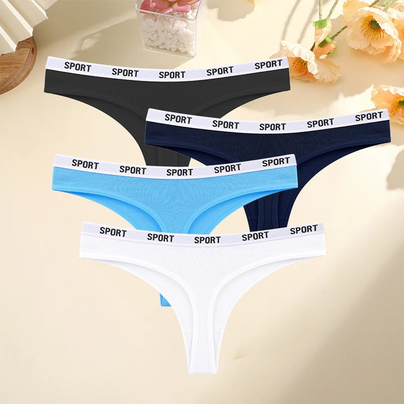 FINETOO Damen-Unterwäsche 2025 - 4er-Set Baumwoll-Strings für Sport elegante Marken-Tangas