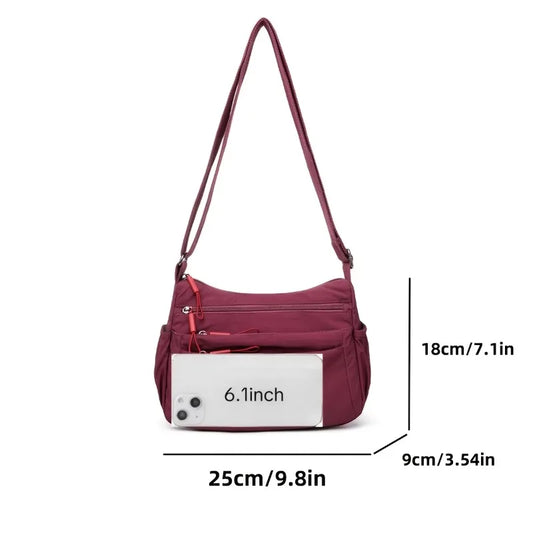 Geantă crossbody casual cu mai multe straturi pentru femei, culoare solidă cu mai multe buzunare, versatilă pentru naveta, călătorii, cumpărături, cadou pentru mamă