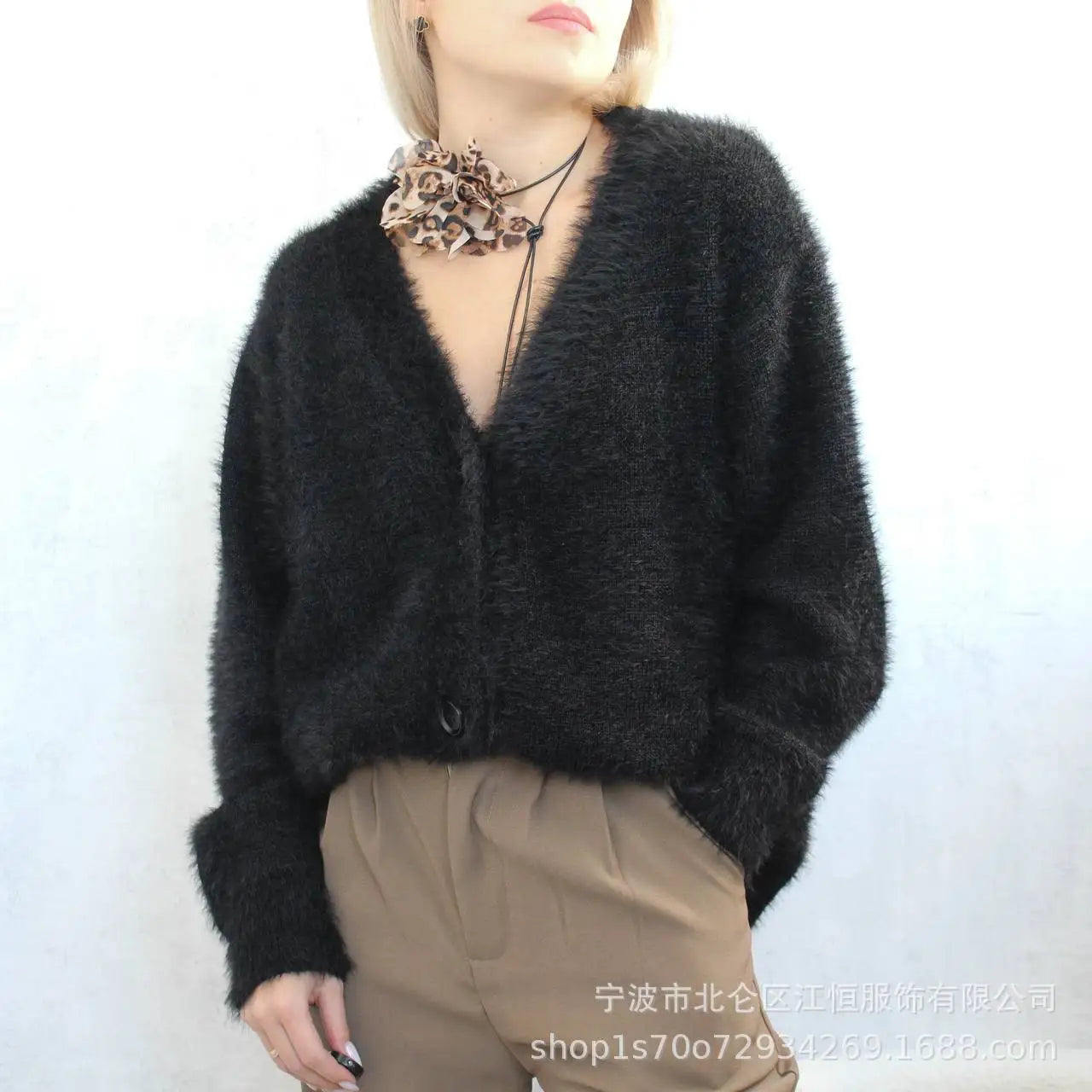 Frauen Kaschmir Strickjacke V-Ausschnitt - Gr. S-XL, lang