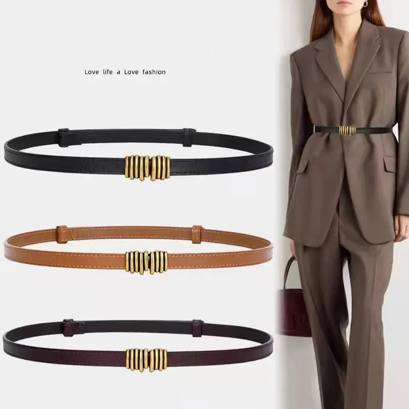 Luxury Elastic Belt Female Thin Waist Strap Pin Buckle Belt for Women Skirt Coat Sweater Leather Belts Ladies Band Decoration