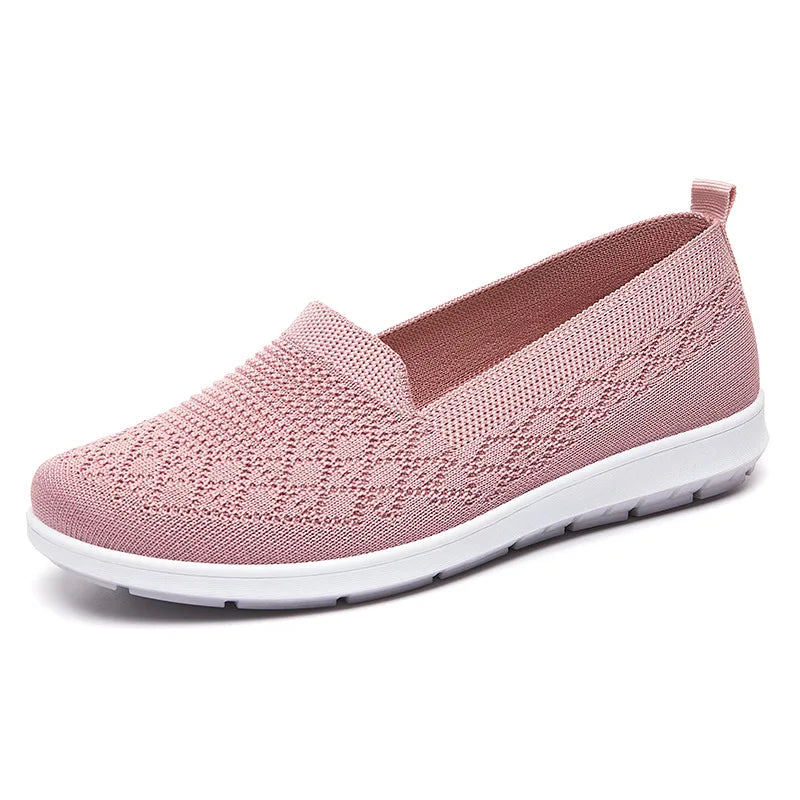 Breathable Knit Slip On Sneakers for Women Spring Summer Non Slip Casual Walking Shoes Woman Solid Color Comfort Flats Footwear