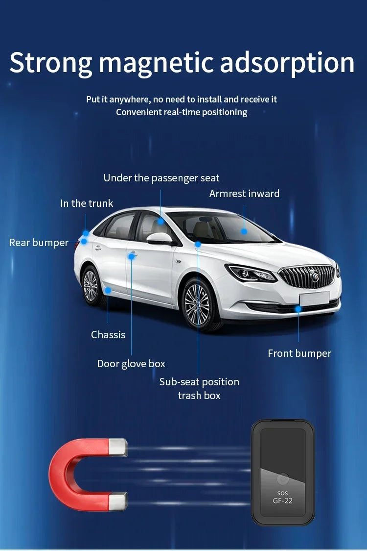 GPS-Tracker 2025: GF-22 Car Tracker Device Strong Magnetic - Automatic Alarm Motorcycle Car Mini GPS Trackers Voice Control Anti-Lost Device Locator Collection