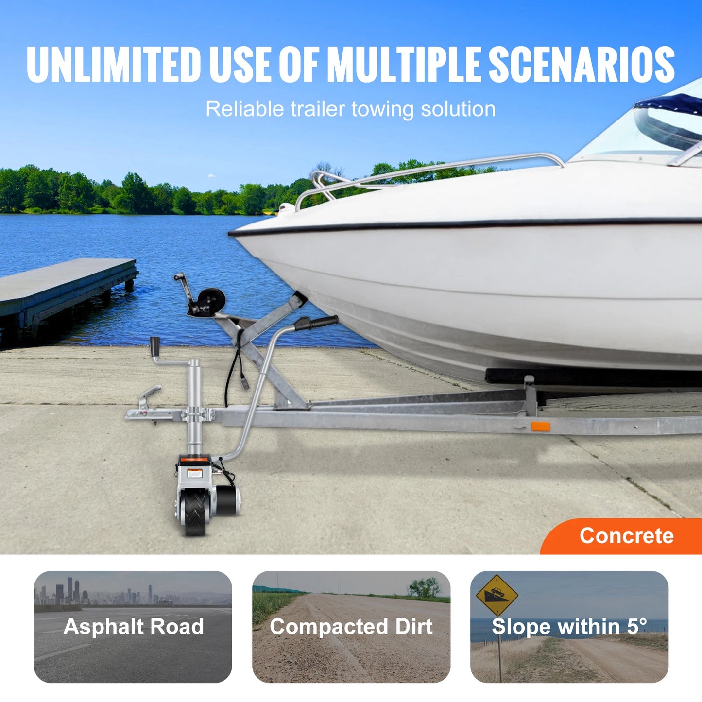 VEVOR 5000lbs Elektrischer Trailer-Dolly 12V Trailer-Jockey-Rad mit 22 ft/min Geschwindigkeit & Adjustable Höhe für Caravan-Boat-Bewegung