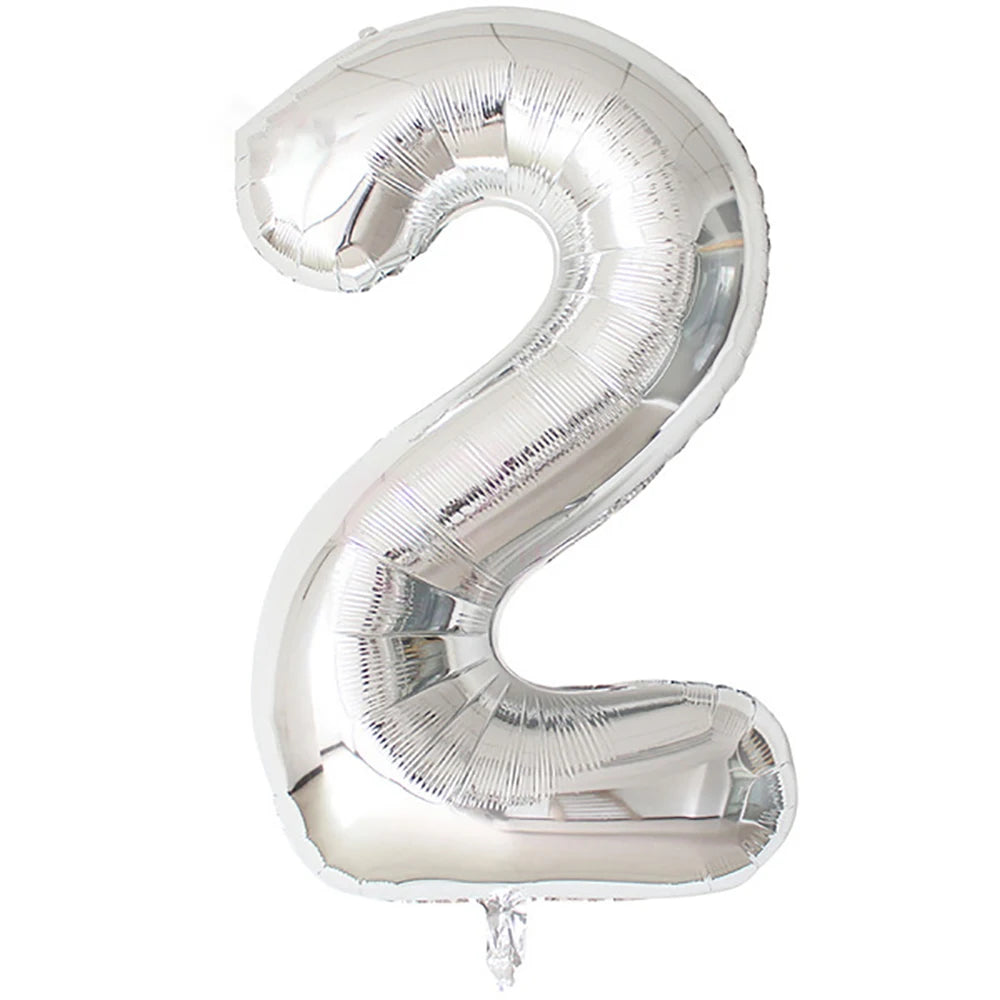 Silber-Zahlen-Ballon 2025: 40" Aluminium-Foil Digital - Birthday Photo Props Collection