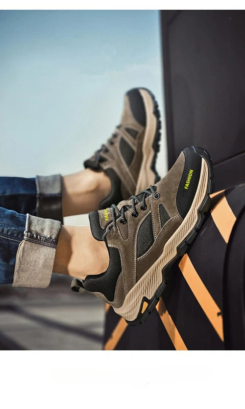 Men Sneakers Casual Breathable Hiking Walking Shoes Man Outdoor Fashion Leather Anti-slip Climbing Trekking Sneakers Footwears
