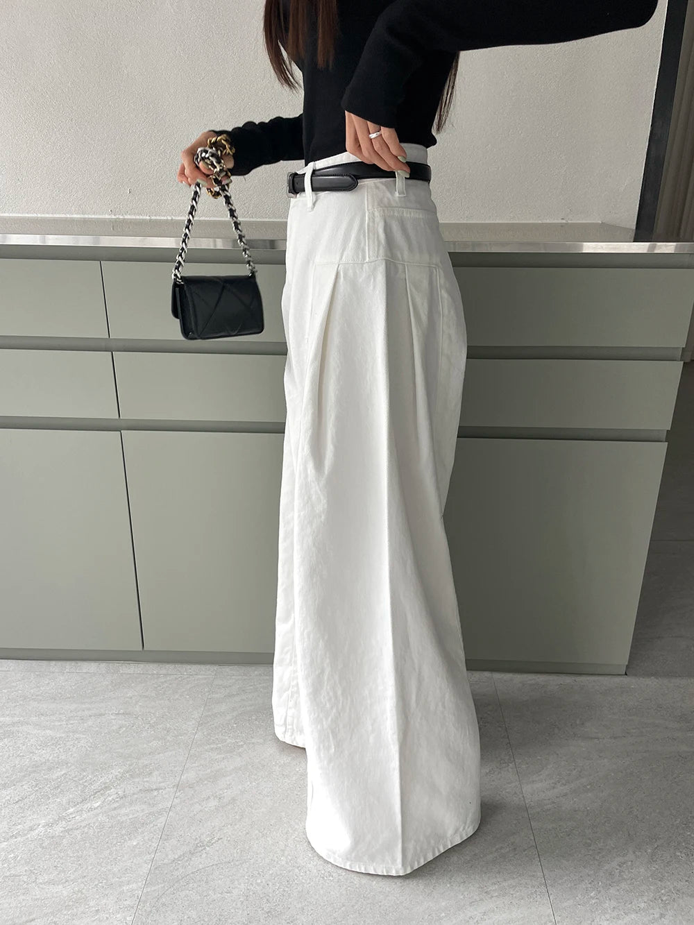 Jeans Spring Summer Long Wide Leg Pant Women High Waist Fashion Casual Korean Style Ladies Trousers Loose Pleated Woman Pants
