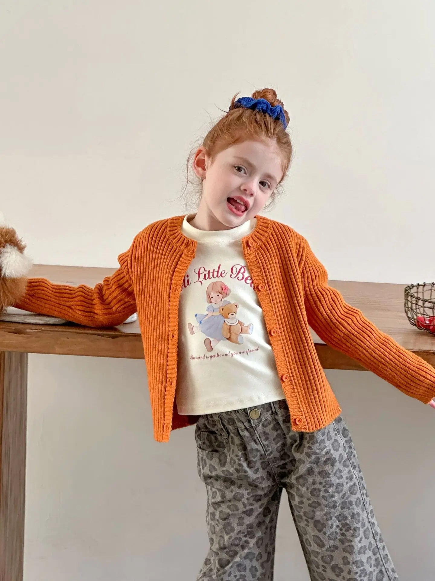 KoreanGirls Cardigan Stripe Design - Baumwollmischung Größe 3-6Y Reguläre Passform