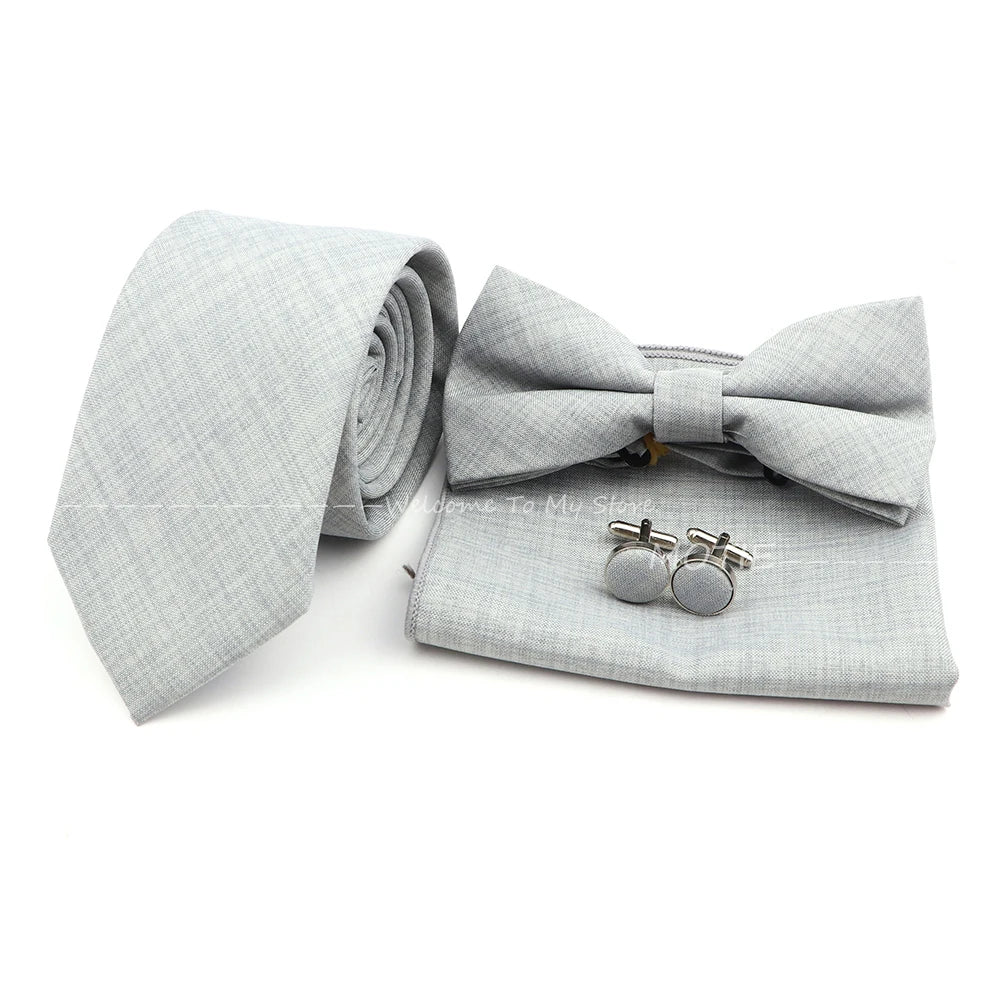 Neues Design 27-farbiger Männer-Accessories-Set: Klassische Baumwoll-Taschentuch, Manschettenknöpfe, Fliege für Hochzeit, Party, Geschenke