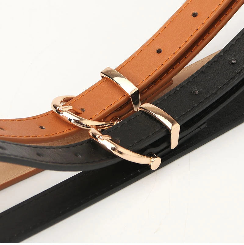 Leather Women Belts New PU Simple Metal Buckle Belt Girls Dress Jean Pants Waistband Belts for Lady Luxury Designer Brand 2023