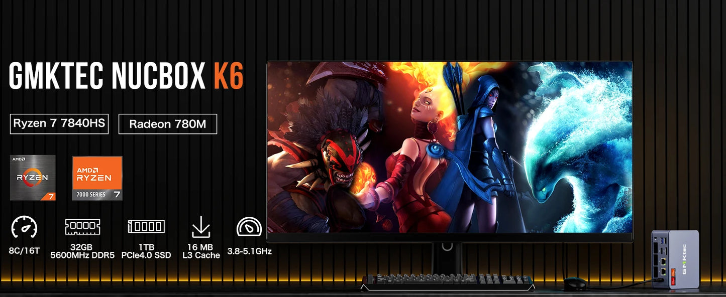 GMKtec K6 AMD R7-7840HS - 16 GB RAM 5,1 GHz Kompakt
