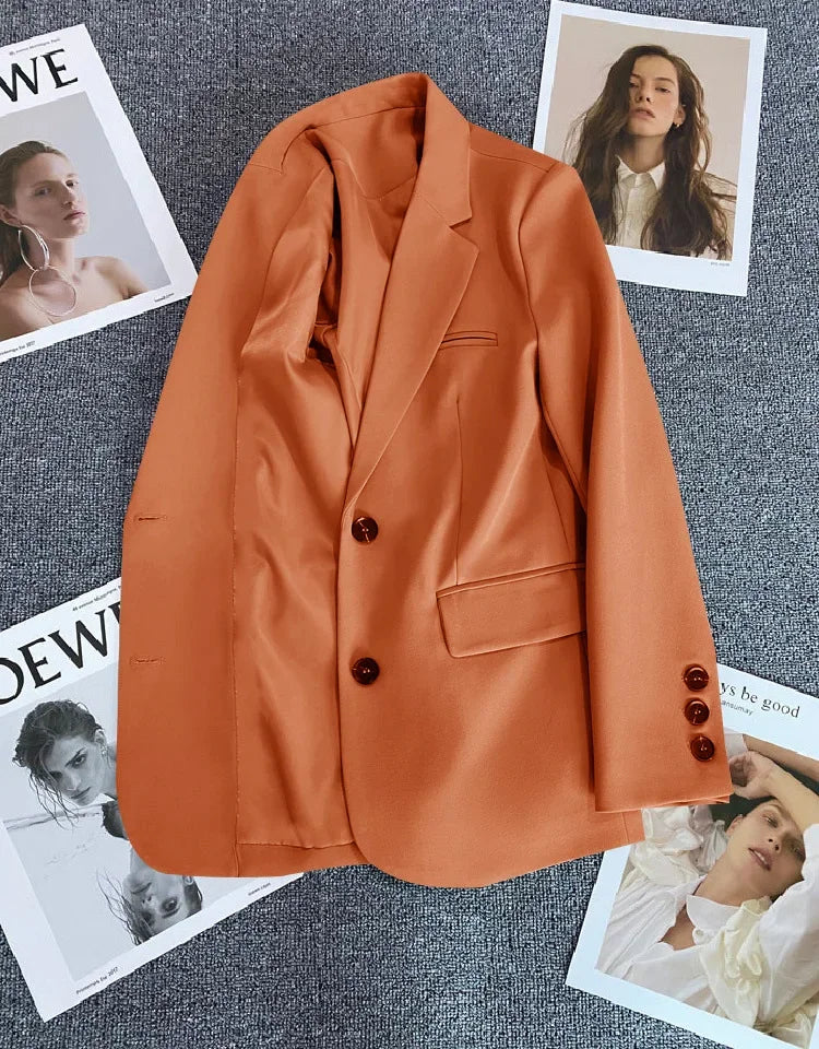 Elegant Office Lady Blazers for Women 2024 Fashion Long Sleeve Single Button Blazer Coats Female Top Suit Jackets Outerwears