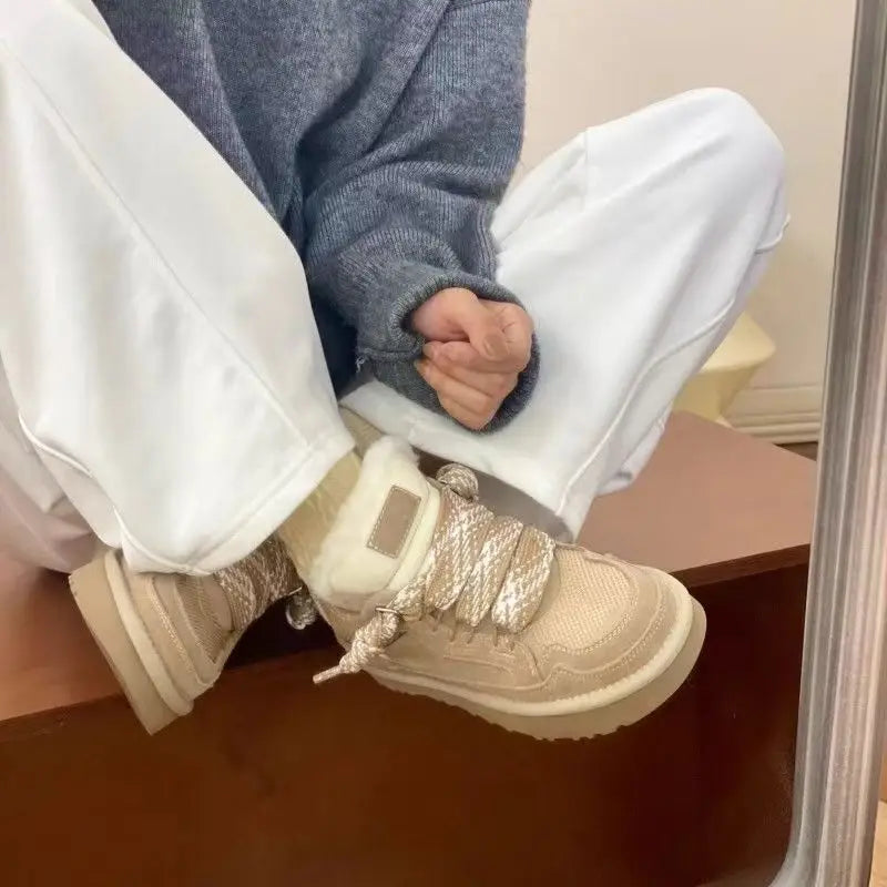 CN Ultrakleine Plattform-Schuhe Damen Winter Warm - EU 36-41, Knöchelhoch 3-5 cm, Lammfell