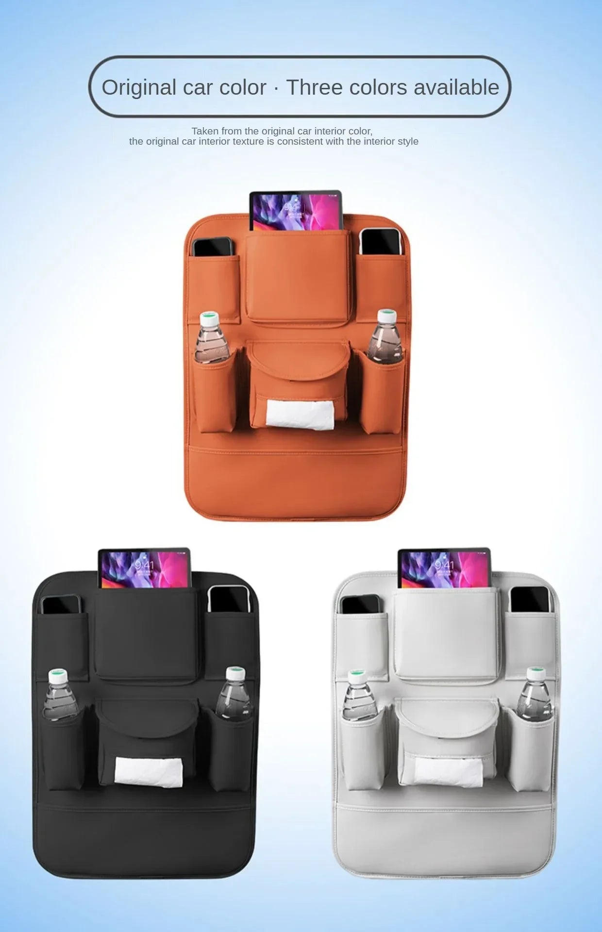 Car Seat Back Storage Bag Large Capacity PU Leather Car Backseat Organizer Storage Bag for Li Lixiang L6 L7 L8 L9 2022 2023 2024
