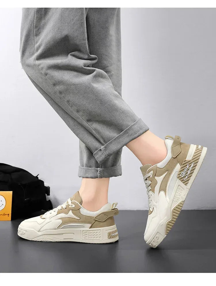 Men's Sneakers Men's Comfortable Platform Shoes 2024 Trend Lace-up Vulcanized Shoes White Casual Sneakers Zapatillas - Golden Bridge Store