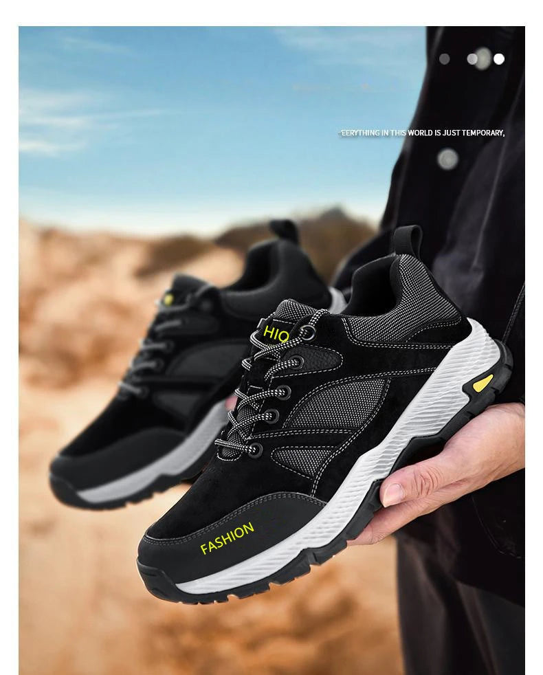 Men Sneakers Casual Breathable Hiking Walking Shoes Man Outdoor Fashion Leather Anti-slip Climbing Trekking Sneakers Footwears
