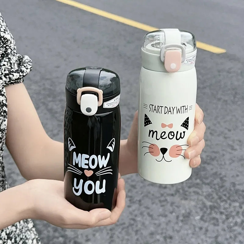 CREAWIND Cartoon Cat Vakuumflasche - Edelstahl 350/500ml