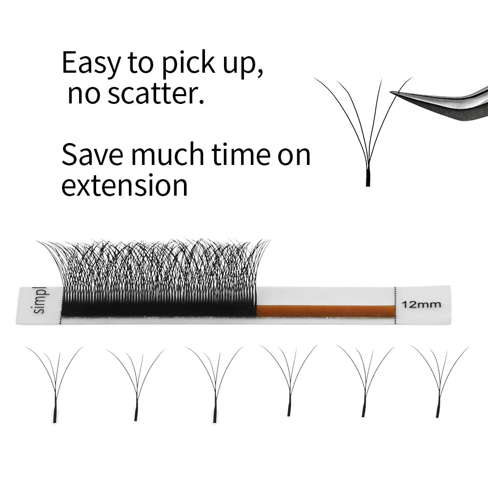 NAGARAKU 4D W Shape Hand Waved Premade Fans Eyelash Extensions Full Lashes Natural Soft Light Individual Matte Dense