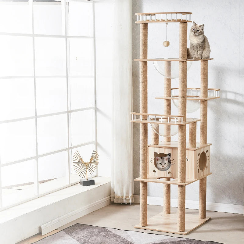 Seven-story Luxury Cat Villa Multi-Story Cat Tree House Scratch-resistant and Wear-resistant Sisal Grabbing Posts cat tree